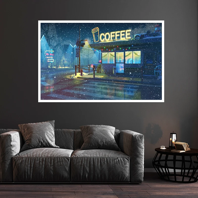 تابلو بکلیت طرح کافه مدل DY1057 فریم سفید