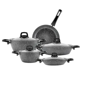 سرویس قابلمه وتابه بیوگرانیتی 9 پارچه کاراجا مدل Biogranit Grey Stone