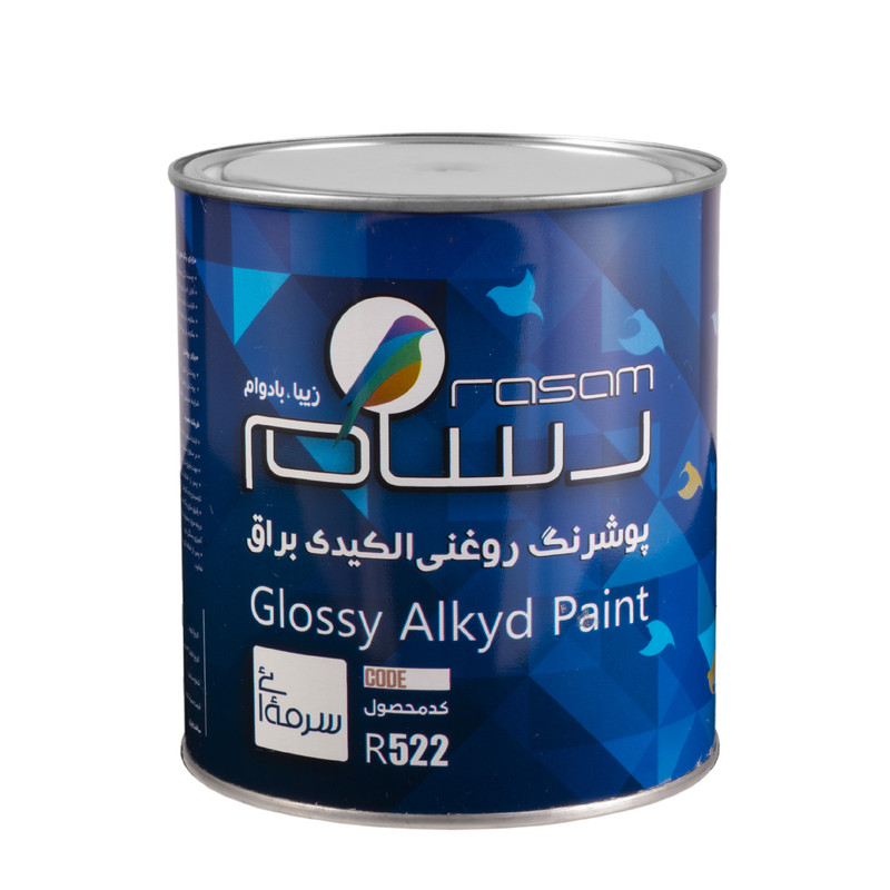 پوشرنگ روغنی نیم براق سرمه ای رسام کد R552 حجم 3.78 لیتر