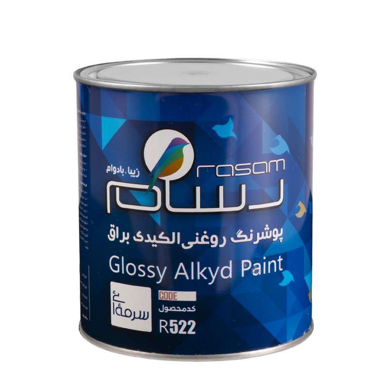 پوشرنگ روغنی آلکیدی سرمه ای رسام کد R522 حجم 3.78 لیتر