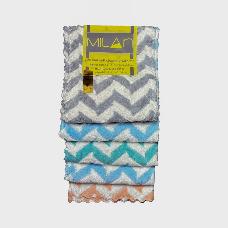 دستمال نظافت خودرو میلان مدل پولیشی زیگزال بسته 5 عددی