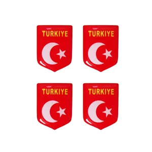برچسب خودرو طرح پرچم ترکیه مجموعه 4 عددی