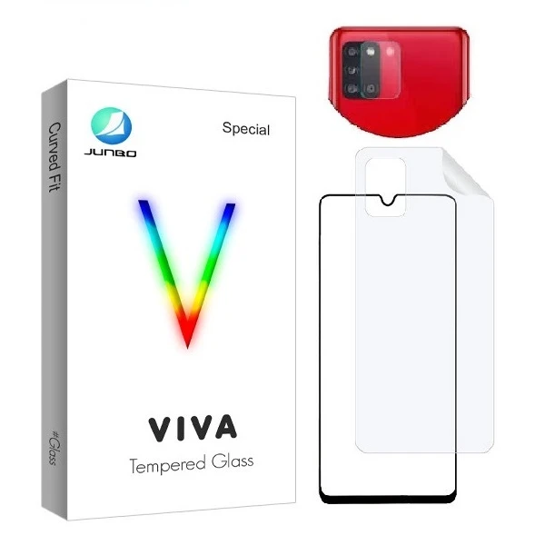 محافظ صفحه نمایش جانبو مدل FUL مناسب برای گوشی موبایل سامسونگ Galaxy A71 به همراه محافظ پشت گوشی و محافظ لنز دوربین