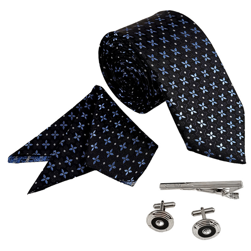 ست کراوات و دستمال جیب و دکمه سردست مردانه مدل 521