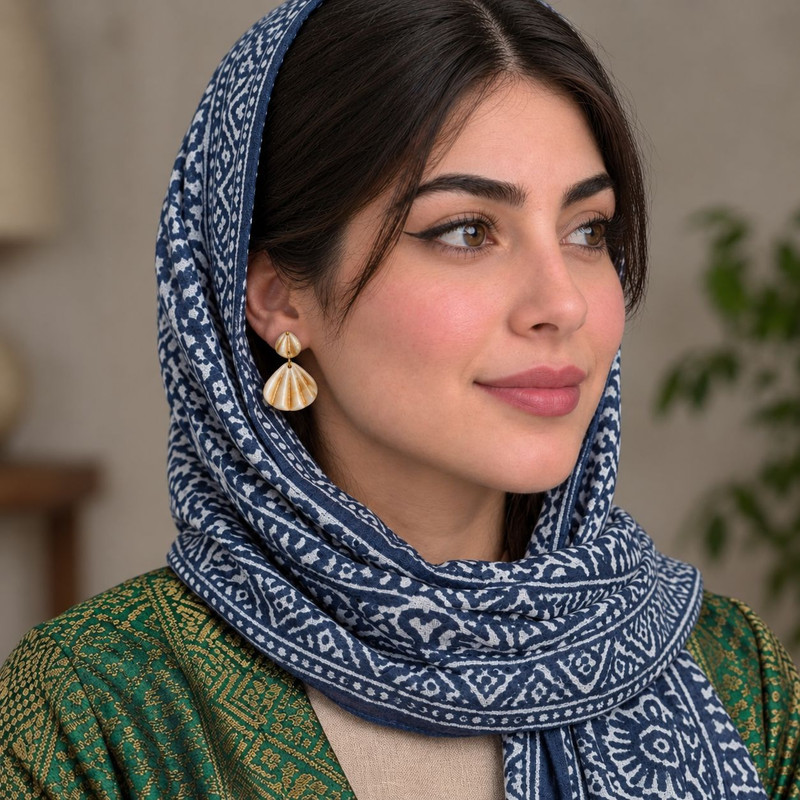 گوشواره سرامیکی دست ساز زنانه طرح صدف