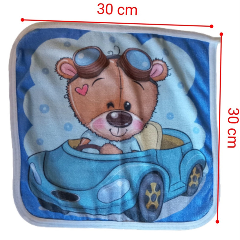 حوله دست و صورت نوزاد طرح خرس خلبان کد 10 سایز 30×30 سانتیمتر