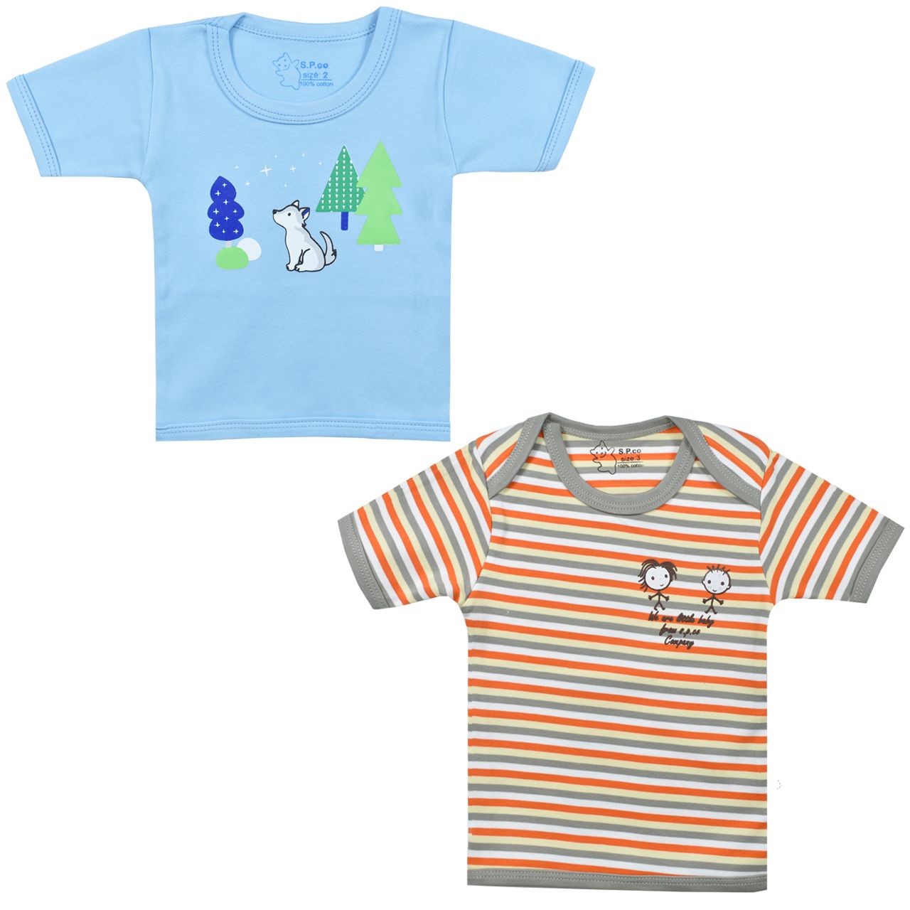 تی شرت آستین کوتاه نوزادی اسپیکو کد 301 -2 بسته دو عددی