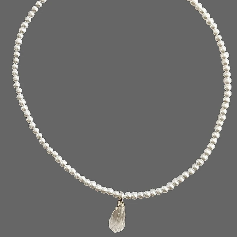 گردنبند زنانه مدل کریستال مروارید کد ۰۱