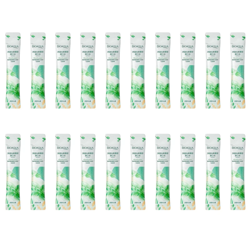 دهان شویه بایو آکوا مدل Refreshing Mint حجم 10 میلی لیتر بسته 20 عددی