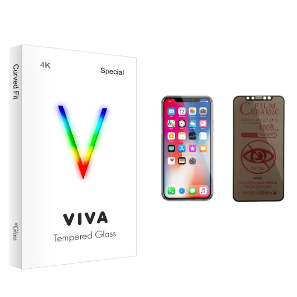 محافظ صفحه نمایش حریم شخصی ویوا مدل 4K مناسب برای گوشی موبایل اپل iPhone X
