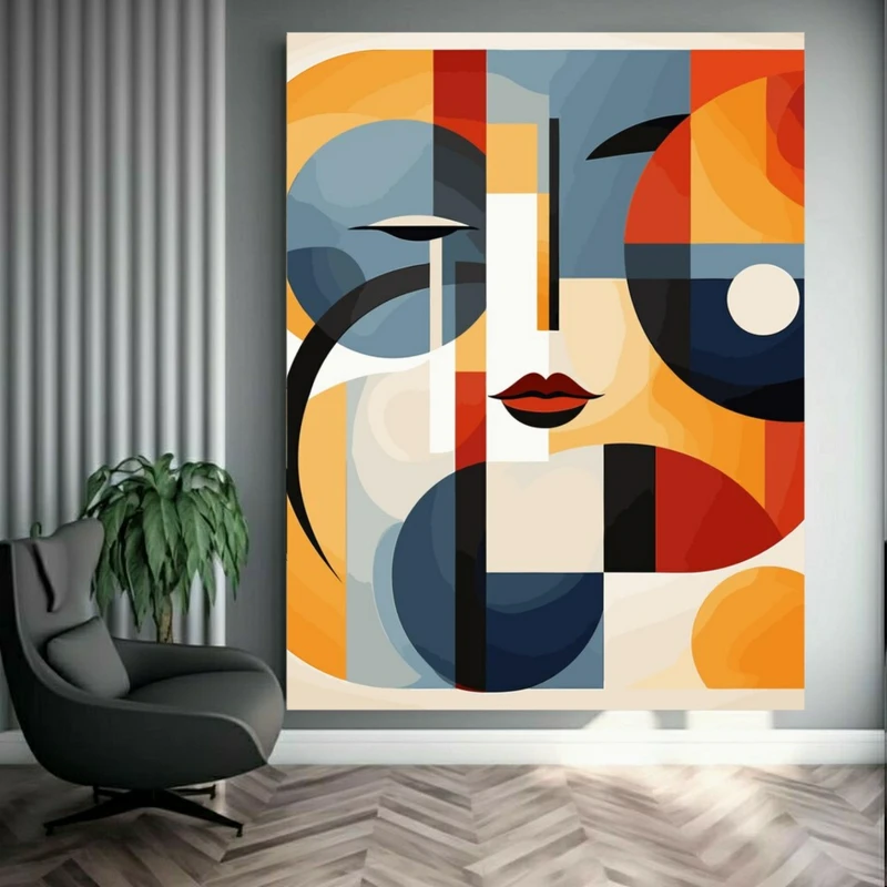 پوستر طرح هندسی مدل چهره کد BK24025