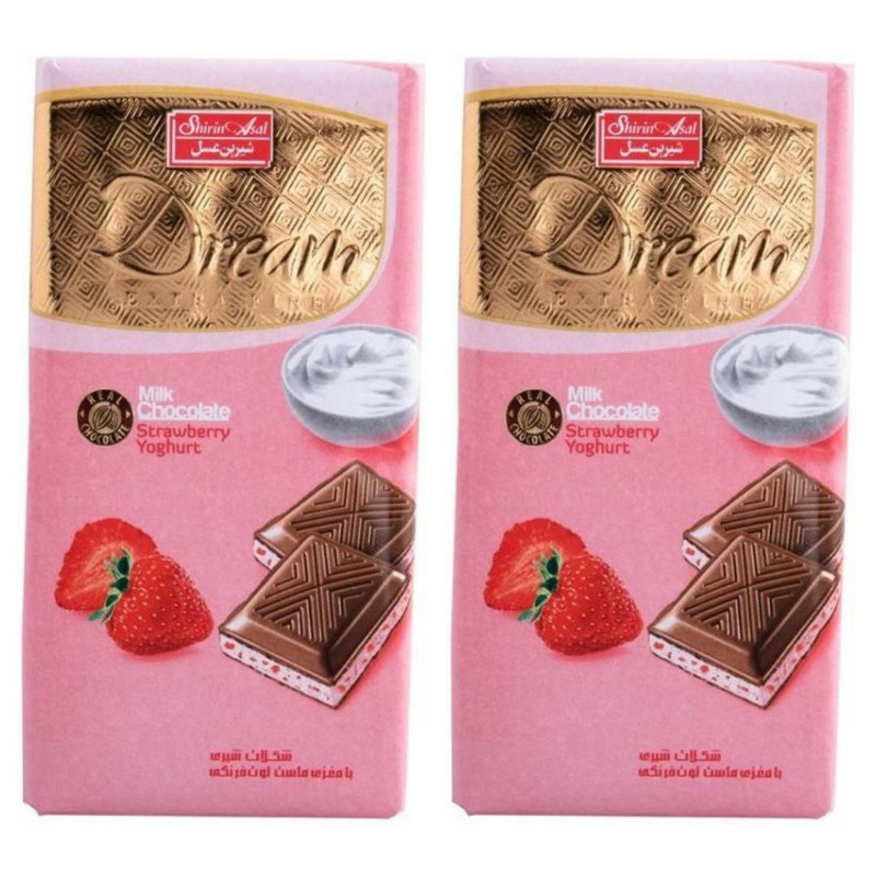 شکلات مغزدار ماست و توت فرنگی دریم شیرین عسل - 100 گرم مجموعه 2 عددی