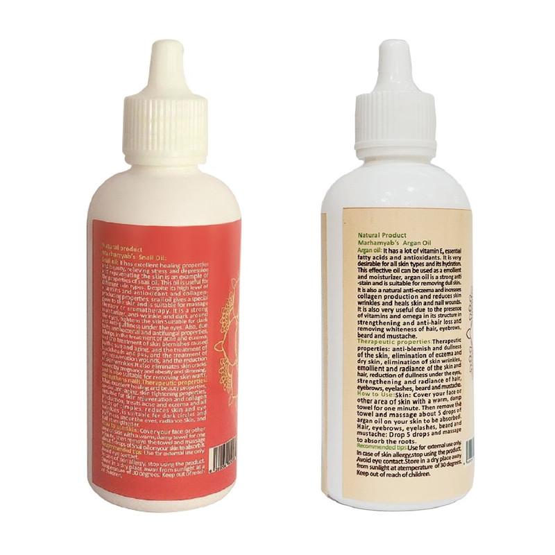 روغن تقویت کننده  مو، مژه و ابرو مرهم یاب مدل آرگان و حلزون حجم 80 میلی لیتر مجموعه 2 عددی