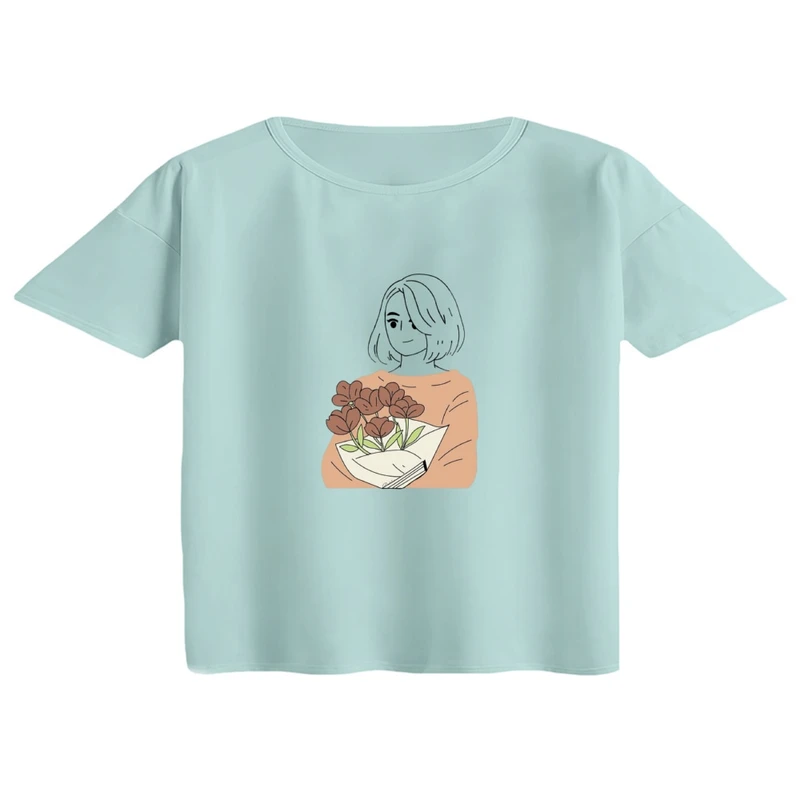 کراپ تی‌شرت آستین کوتاه زنانه مدل دختروگل