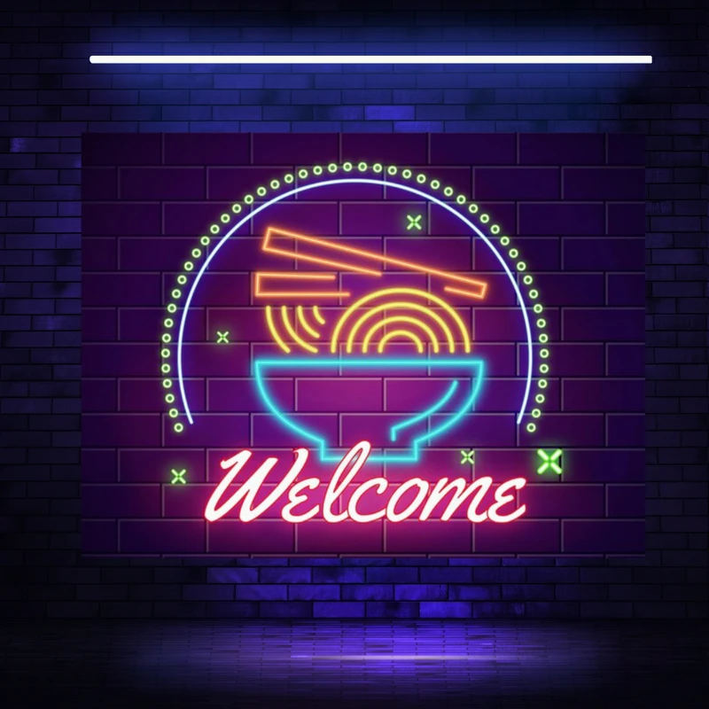 تابلو بوم مخمل بلک لایت طرح نودل مدل دیپ کد BK23333