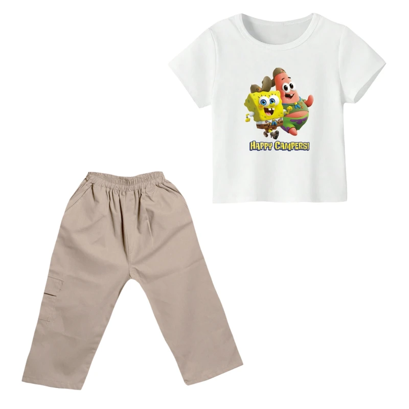 ست تی شرت و شلوارک پسرانه مدل باب اسفنجی کد 2