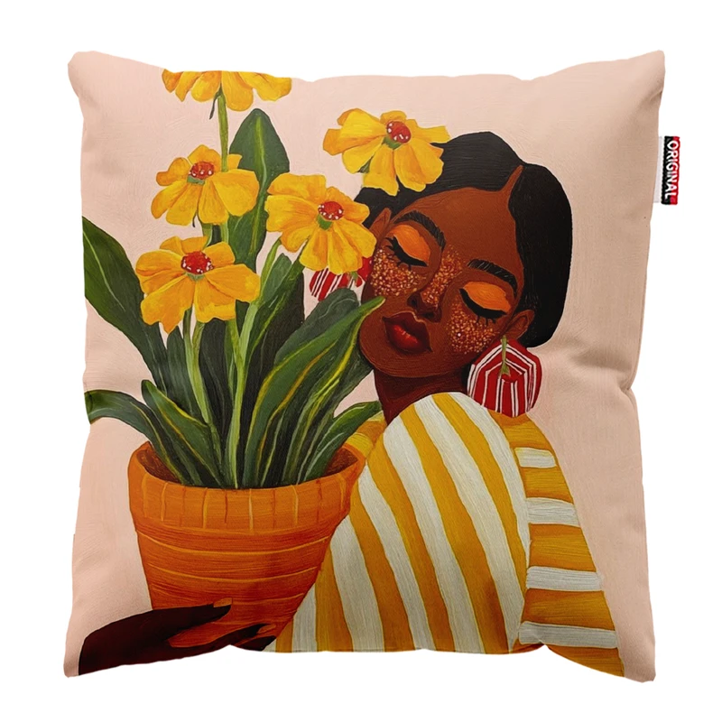 کوسن پاد آفرین مدل پرتره طرح زن کد PK302806 سایز 30*30 سانتی متر