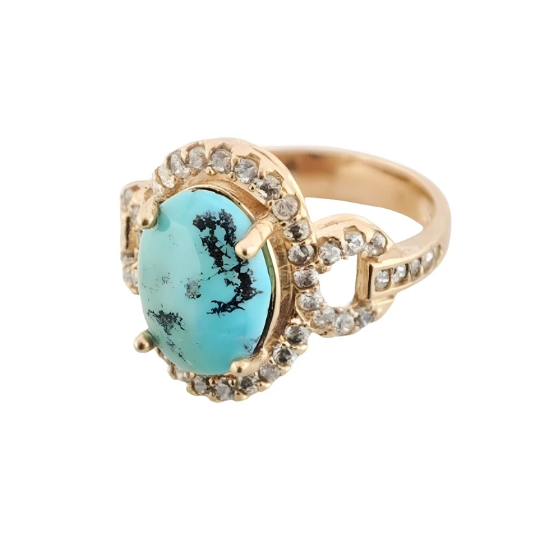 انگشتر زنانه مدل طلا روس فیروزه نیشابور q050