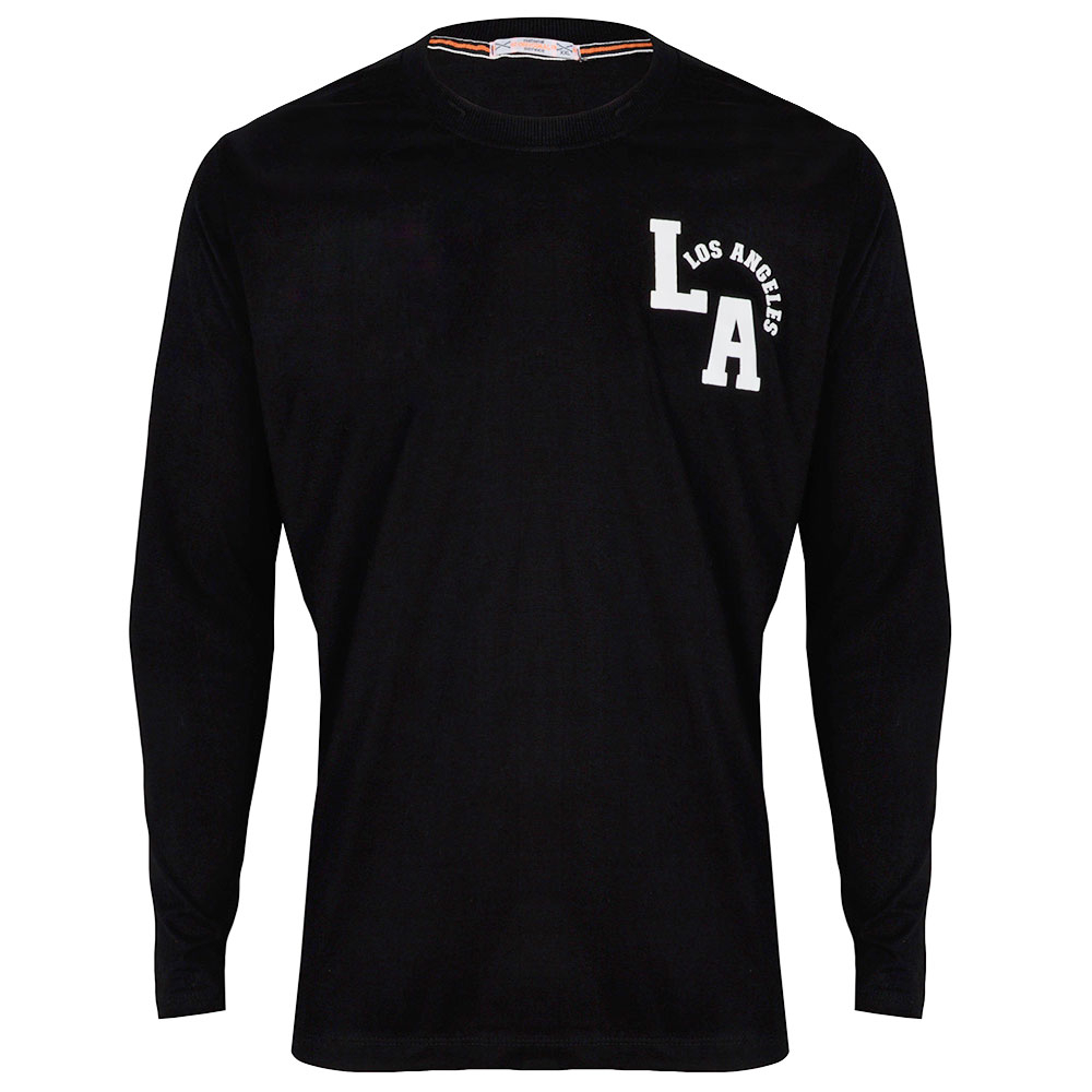 تی شرت اورسایز  آستین بلند مردانه مدل 347028202 نخی رنگ مشکی