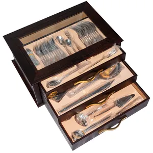 سرویس قاشق چنگال 113 پارچه مدل گلدار