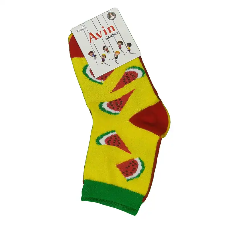 جوراب بچگانه آوین مدل لنگه به لنگه طرح هندوانه بسته 2 عددی