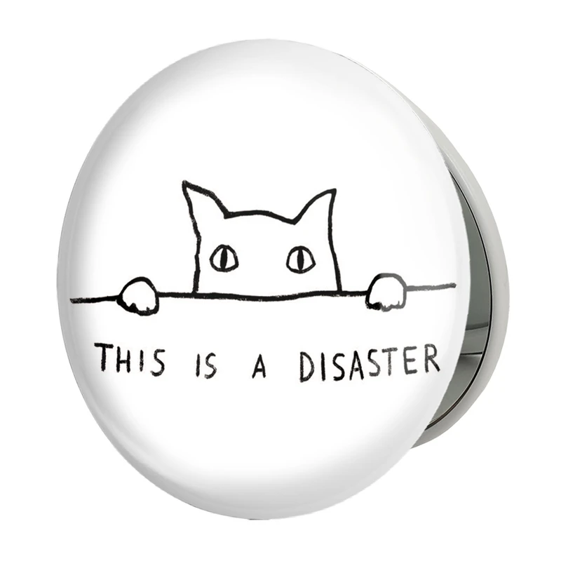 آینه جیبی خندالو طرح گربه نگران مدل تاشو کد 29325