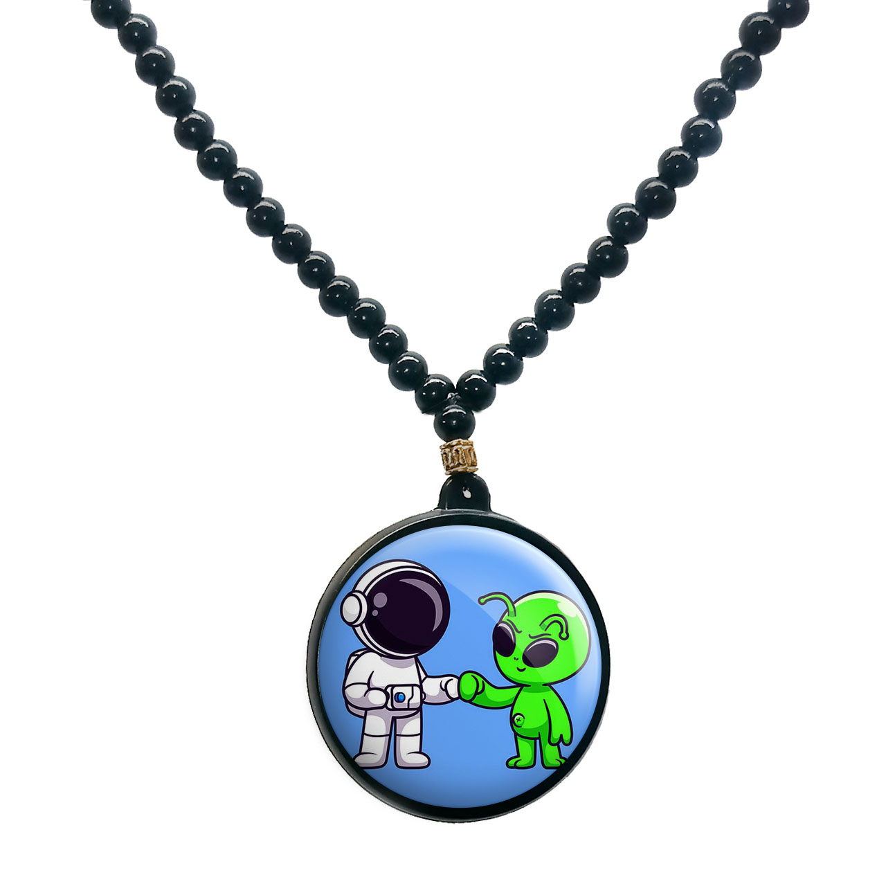 گردنبند پرمانه طرح آدم فضایی کد pmd.8468 مدل دو طرفه