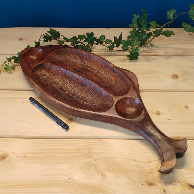 ظرف سرو مدل چوبی چیپس خوری طرح ماهی