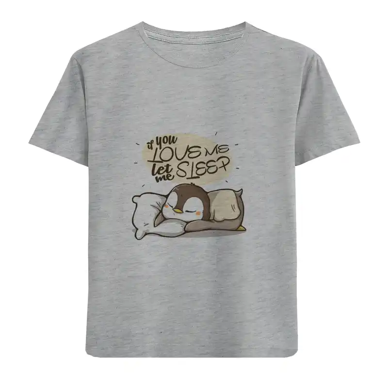 تی شرت آستین کوتاه بچگانه مدل پنگوئن خوابالو D238