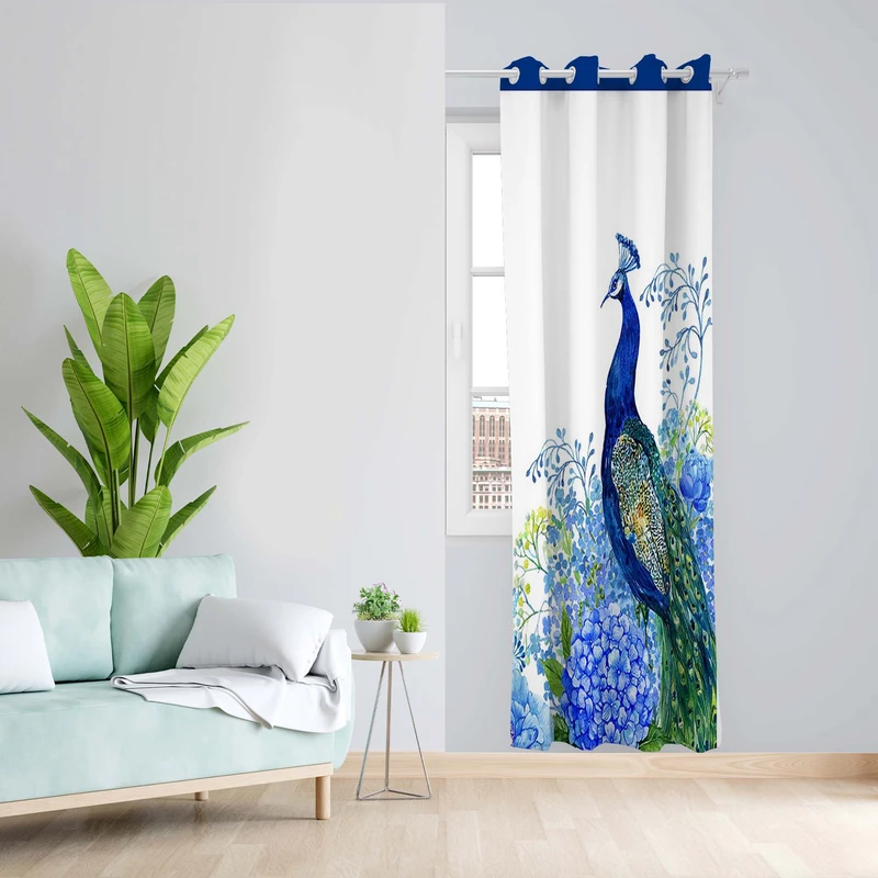 پرده طرح طاووس مدل مخمل پانچی کد 1737 z سایز 140x200 سانتی متر