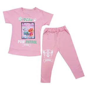 ست تی شرت آستین کوتاه و شلوارک دخترانه مدل su-paw-45