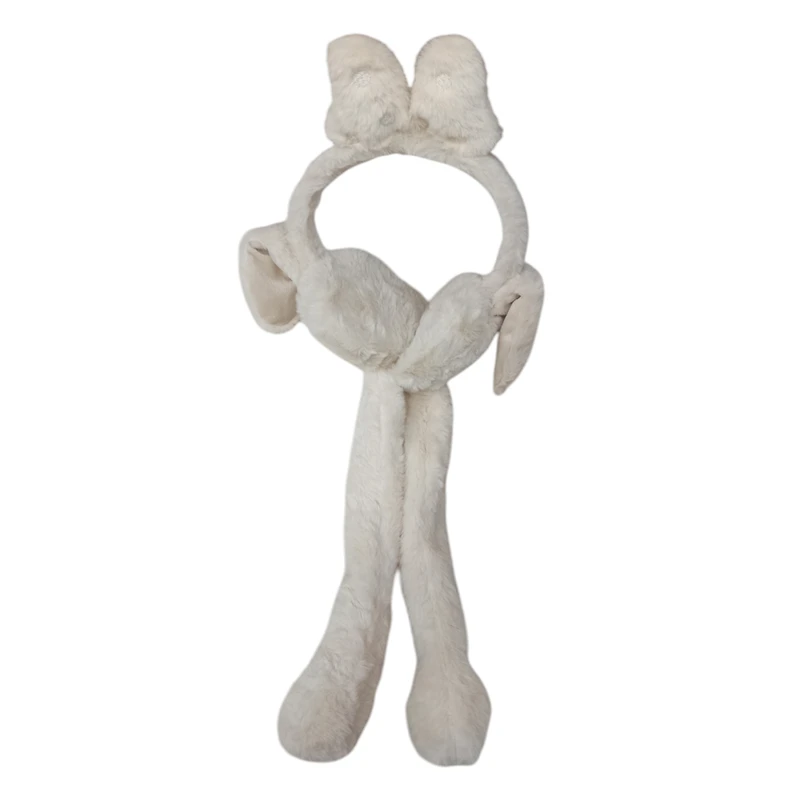 گوش گیر زمستانی دخترانه مدل پمپی صدادار پاپیون دار رنگ کرم