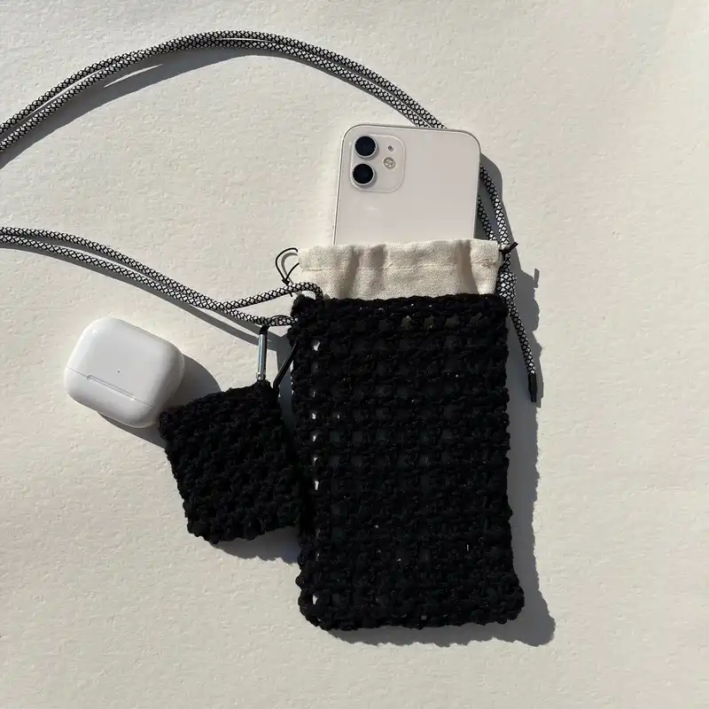 کیف بافتنی مدل گردنی دستباف کد x2