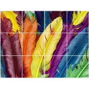 تایل سقفی طرح پر های رنگی کد 3D1420-12 سایز 60x60 سانتی متر مجموعه 12عددی