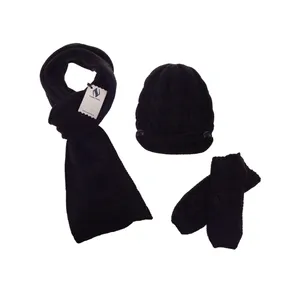 ست کلاه شال گردن و ساق دست زنانه تارتن مدل 589 رنگ مشکی