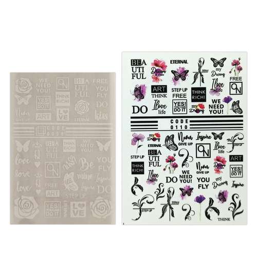 برچسب لنز ناخن مدل متن انگلیسی مجموعه 2 عددی