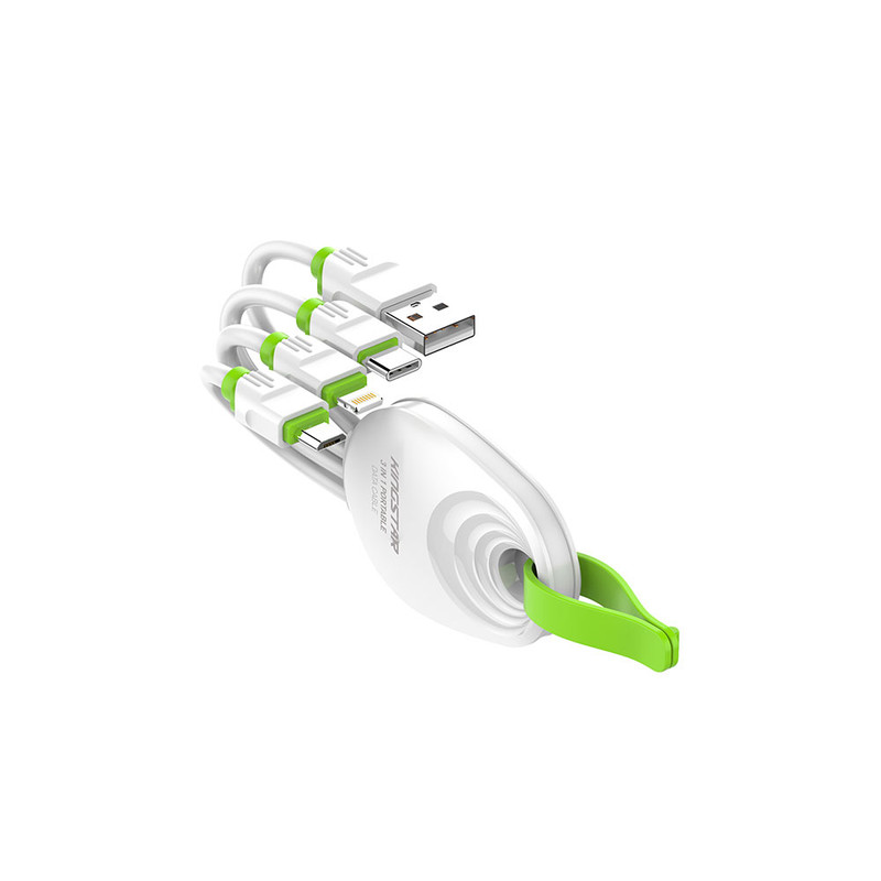 کابل تبدیل USB به USB-C/MicroUSB/لایتنینگ کینگ استار مدل K305 طول 0.15 متر