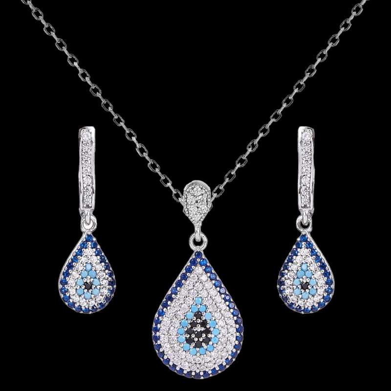 نیم ست نقره زنانه مدل چشم نظر کد 0138