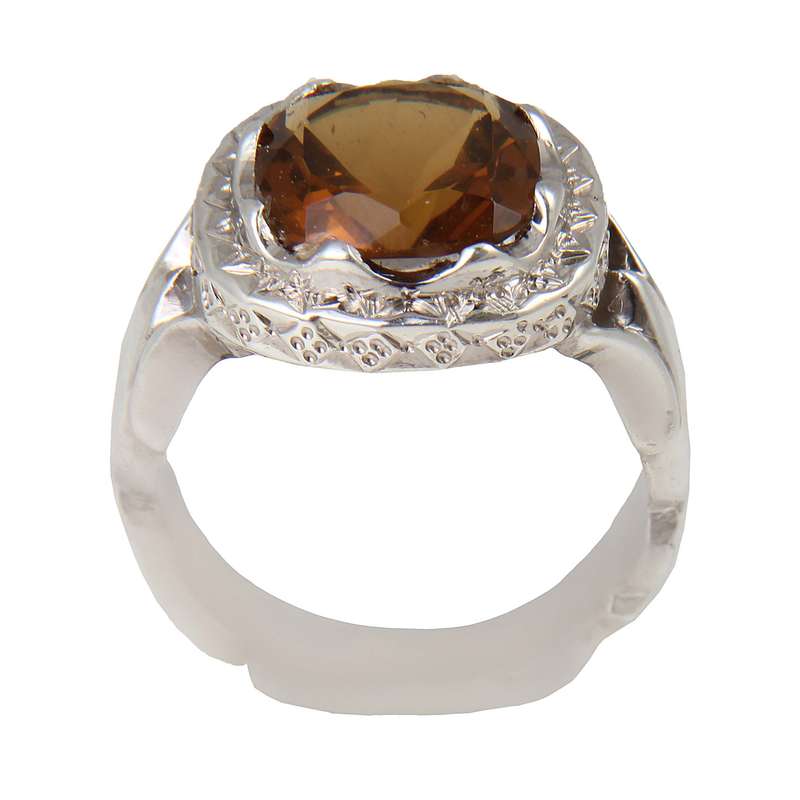 انگشتر نقره مردانه بازرگانی میلادی مدل سنگ سیترین رکاب دست ساز کد AM_1865