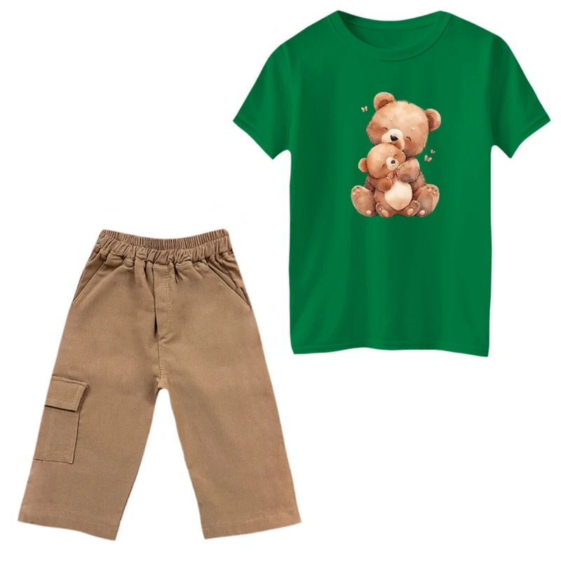 ست تی‌شرت و شلوارک دخترانه مدل تدی