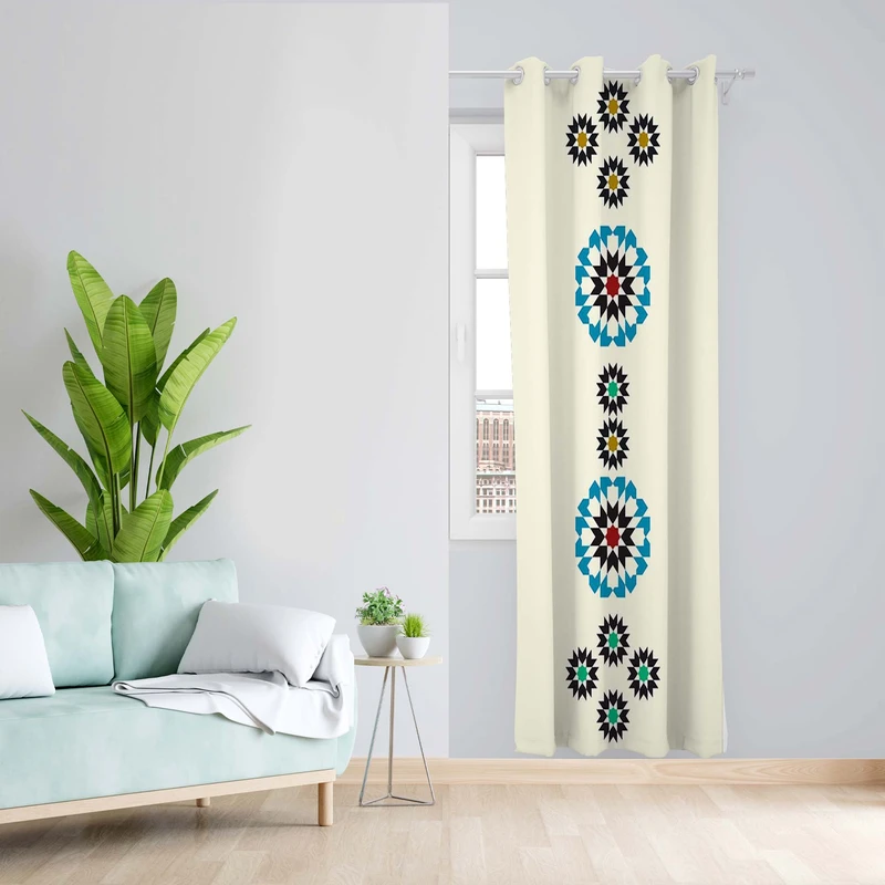 پرده طرح سنتی مدل مخمل پانچی کد 5044L z سایز 140x200 سانتی متر