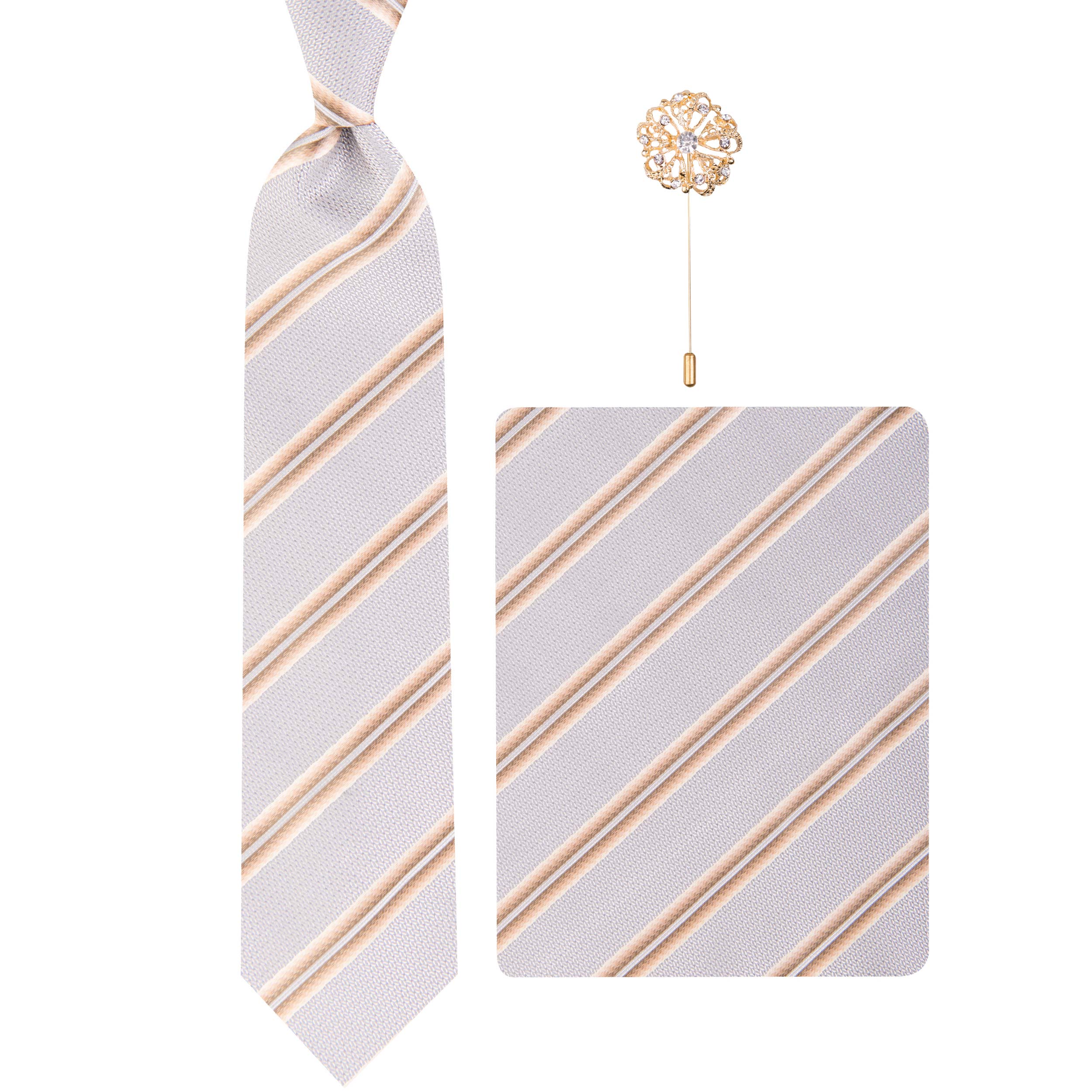 ست کراوات و دستمال جیب و گل کت مردانه مدل GF-ST1034RE-CR 