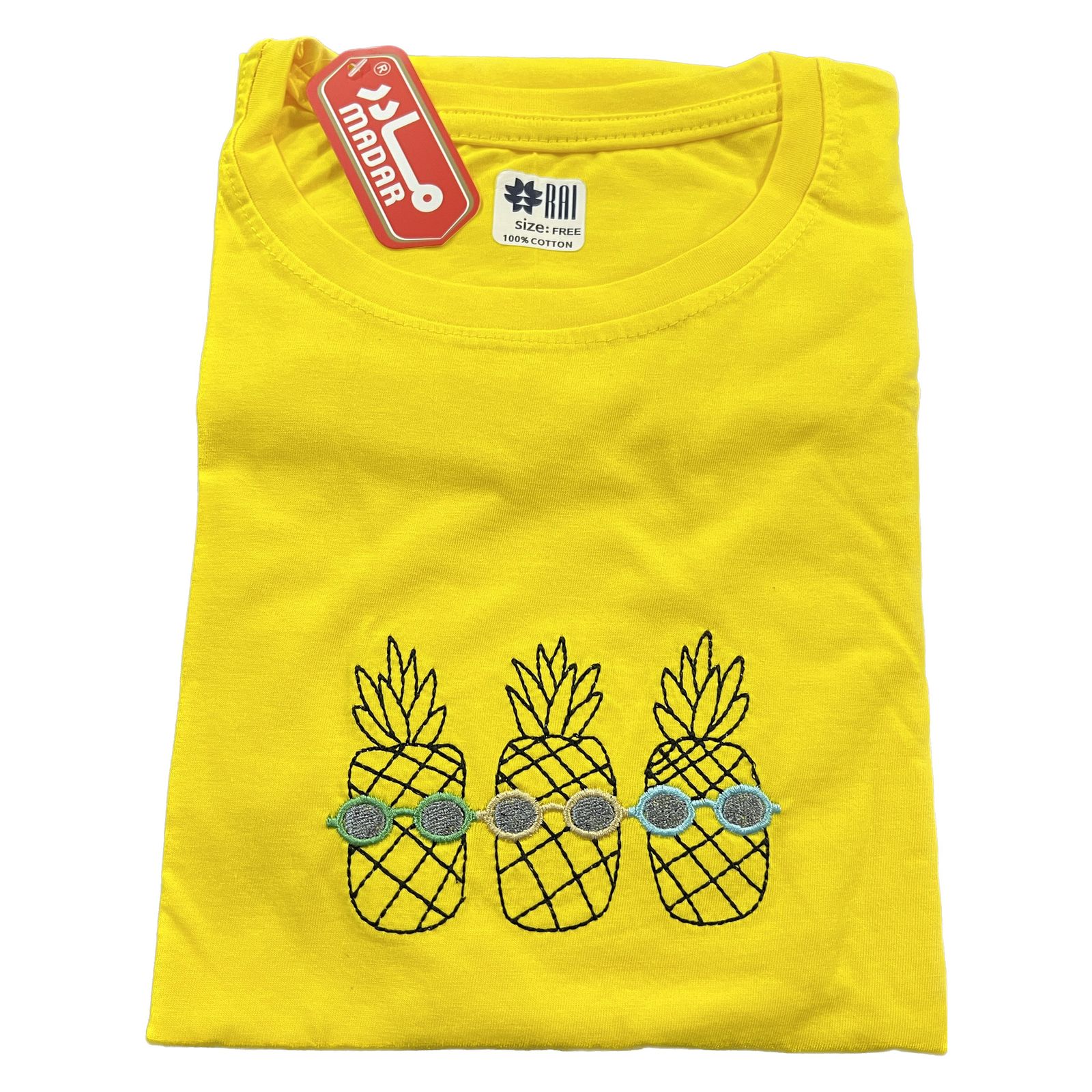 تی شرت آستین کوتاه دخترانه مادر مدل pineapple رنگ زرد -  - 4