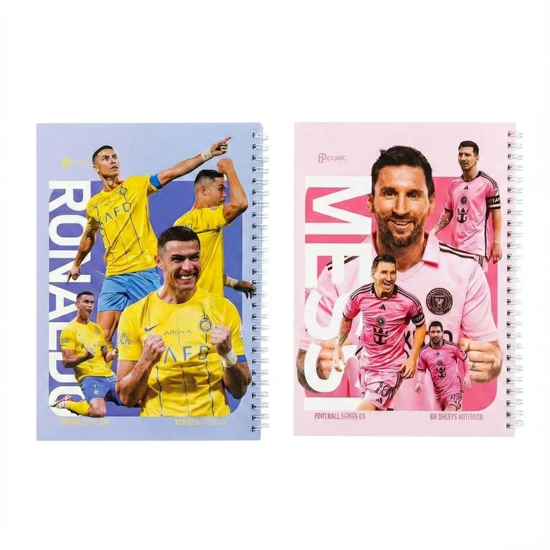 دفتر مشق ۶۰ برگ پالت طرح فوتبالی سیمی گلاسه بسته ۲ عددی