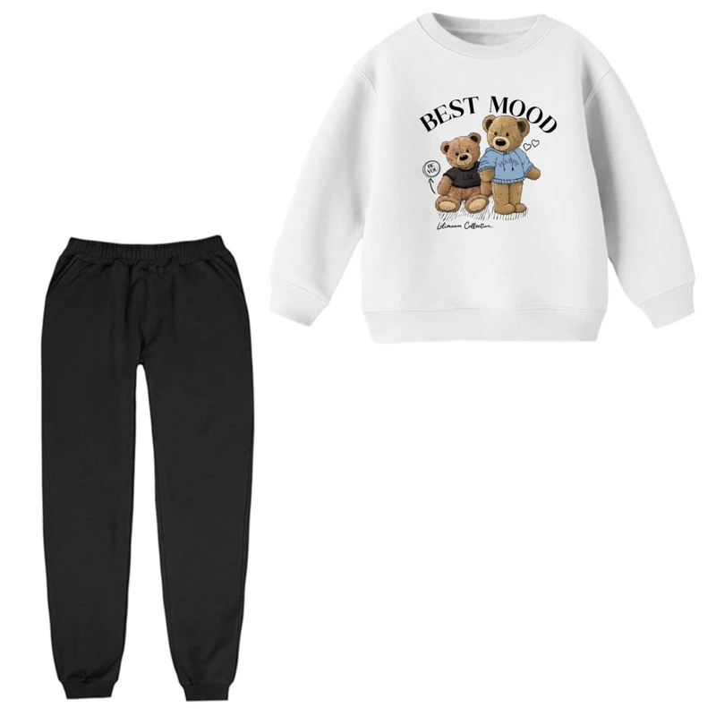 ست سویشرت و شلوار راحتی بچگانه مدل تدی و نوشته  