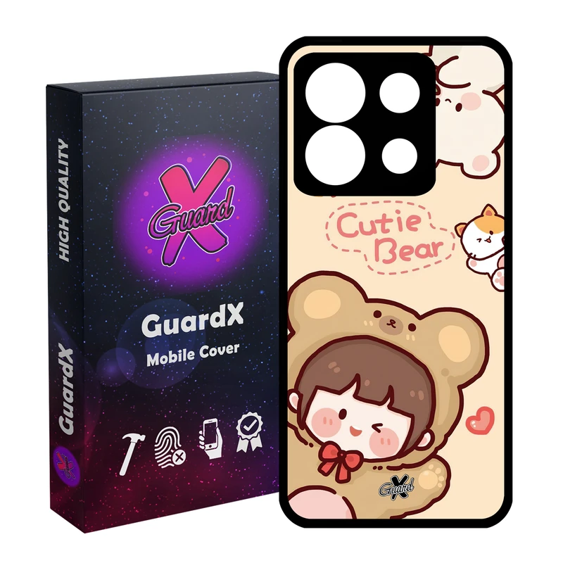 کاور گارد ایکس طرح خرسی مدل Glass10506 مناسب برای گوشی موبایل شیائومی Redmi Note 13 5G