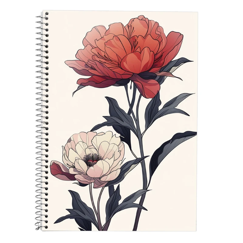 دفتر زبان 50 برگ مدوپد مدل سه خط طرح گل کد DF13936