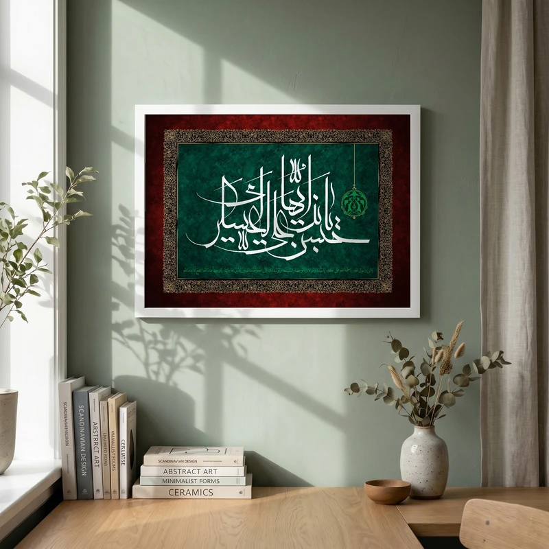تابلو طرح شهادت امام حسن (ع) مدل G14303 فریم سفید