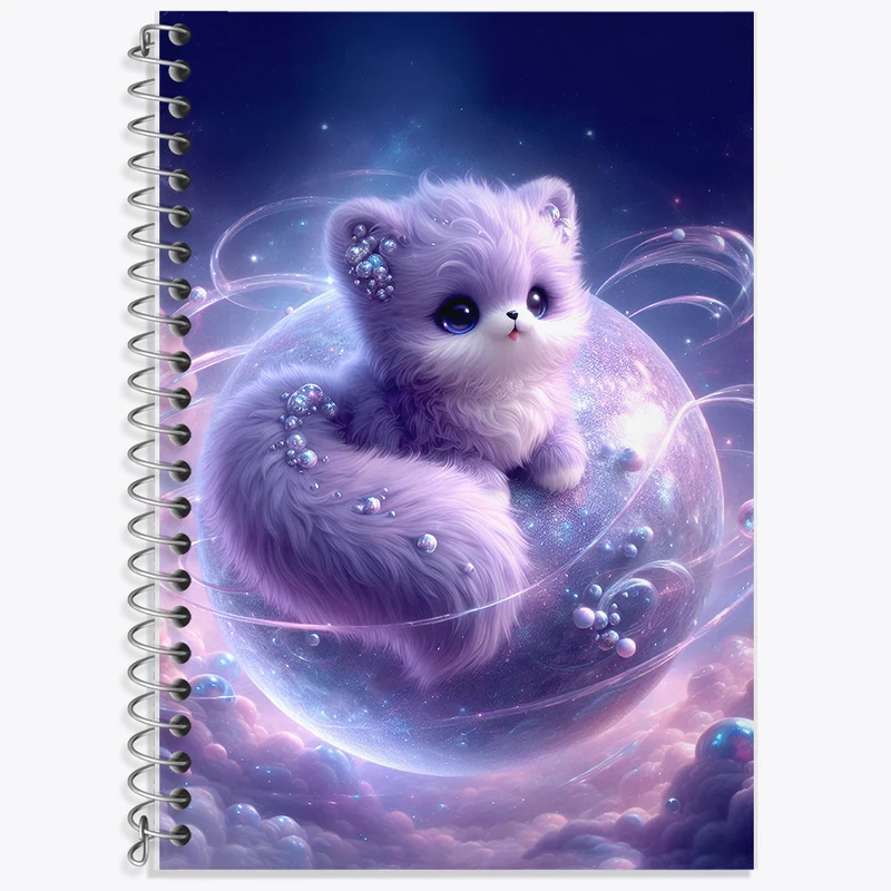 دفتر زبان 50 برگ خندالو مدل سه خط طرح گربه کیوت کد F5495