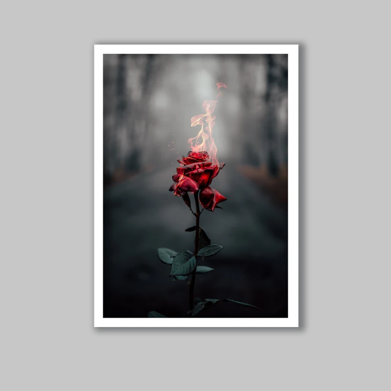 تابلو لیلیان طرح گل رز کد LA-G10236 فریم سفید